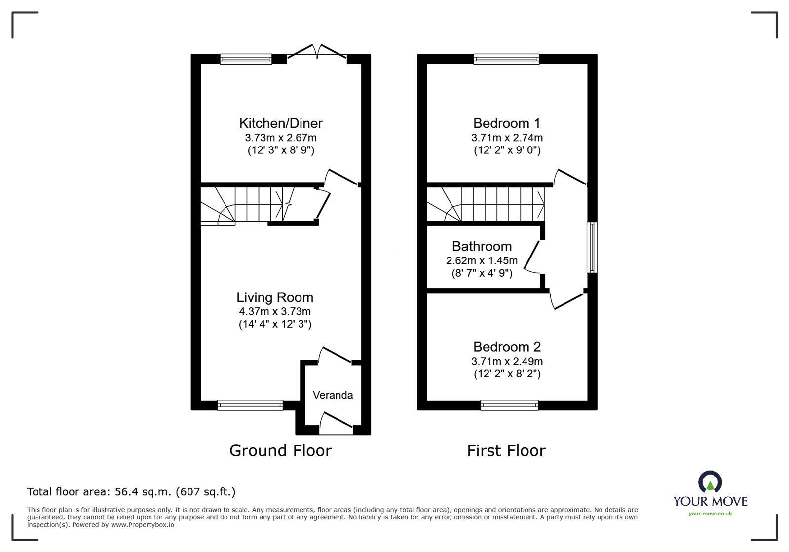 Floorplan of 2 bedroom House to rent, Martingale Close, St. Leonards-on-sea, East Sussex, TN37