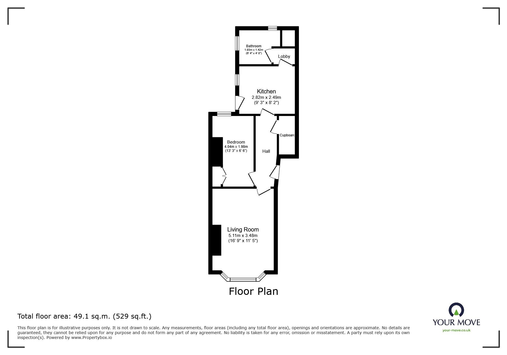 Floorplan of 1 bedroom Flat to rent, South Terrace, Hastings, East Sussex, TN34
