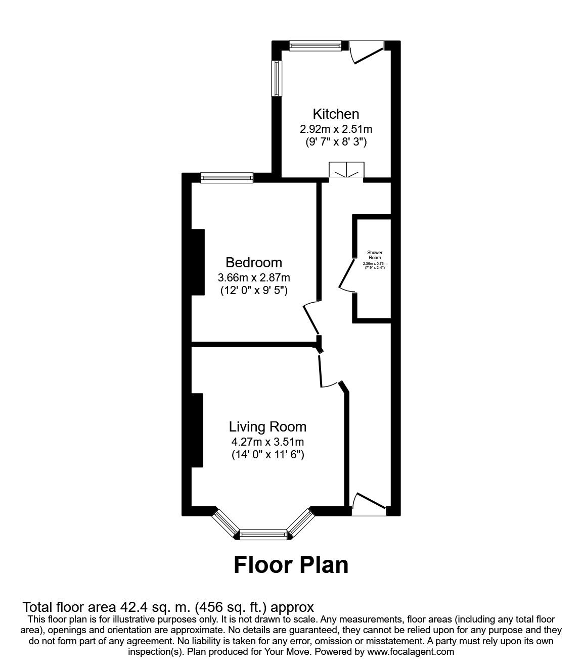 Floorplan of 1 bedroom Flat to rent, Manor Road, Hastings, East Sussex, TN34