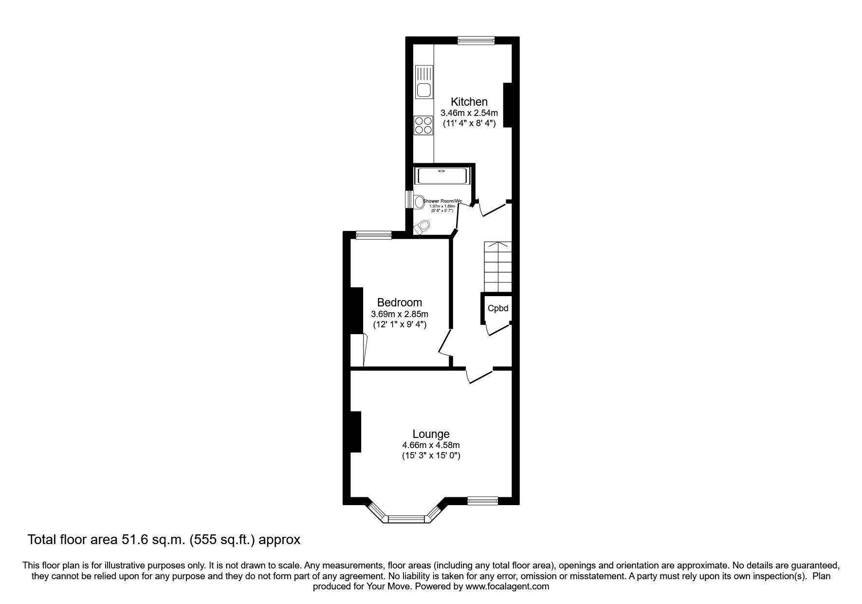 Floorplan of 1 bedroom Flat to rent, 27 St. Pauls Road, St. Leonards-On-Sea, East Sussex, TN37