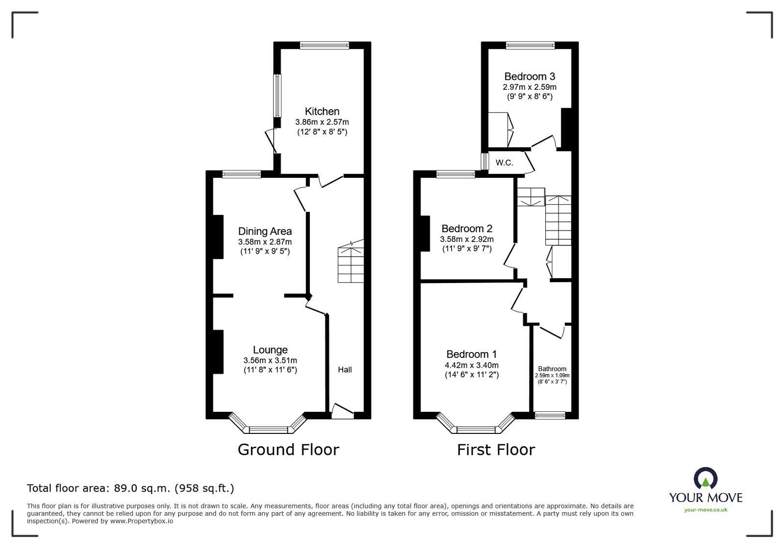 Floorplan of 3 bedroom Mid Terrace House to rent, Silverlands Road, St. Leonards-On-Sea, East Sussex, TN37
