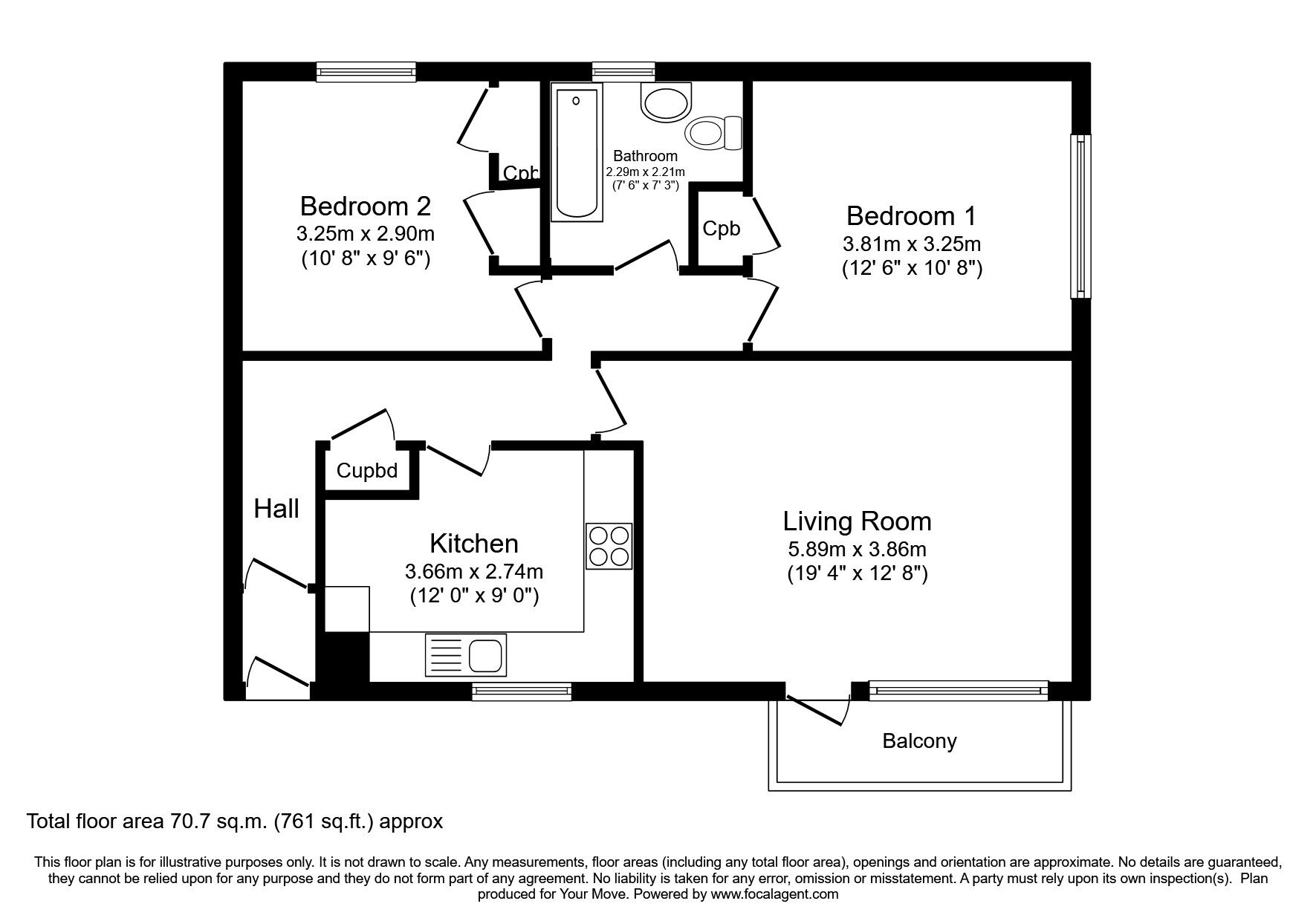 Floorplan of 2 bedroom  Flat to rent, Sutton Place, Bexhill-On-Sea, East Sussex, TN40