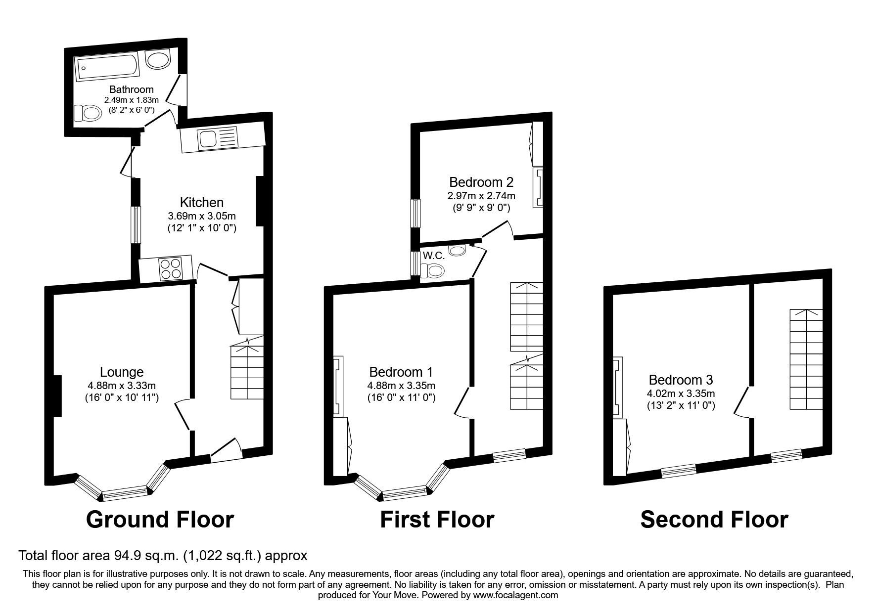Floorplan of 3 bedroom Mid Terrace House to rent, London Road, St. Leonards-On-Sea, East Sussex, TN37