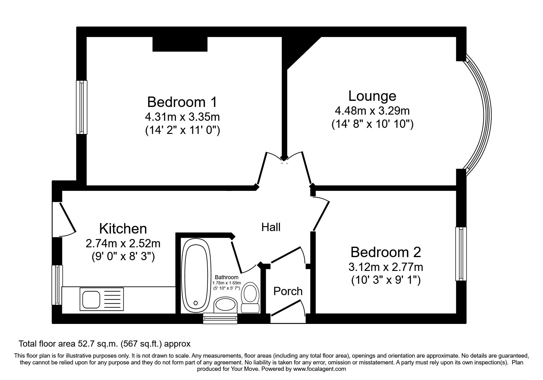 Floorplan of 2 bedroom Semi Detached House to rent, Old Harrow Road, St. Leonards-On-Sea, East Sussex, TN37
