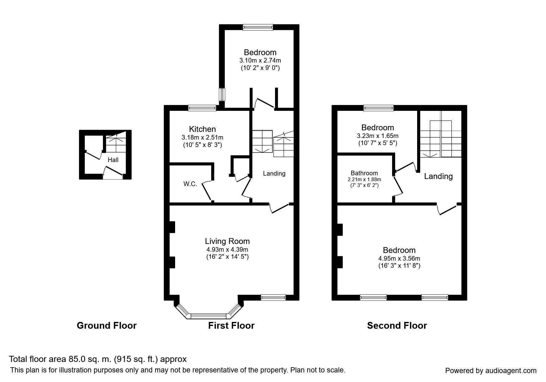 Floorplan of 3 bedroom Flat to rent, Elphinstone Road, Hastings, East Sussex, TN34