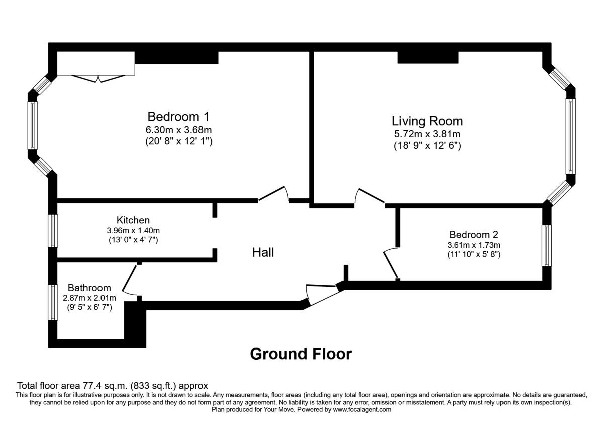 Floorplan of 2 bedroom Flat to rent, London Road, St. Leonards-On-Sea, East Sussex, TN37