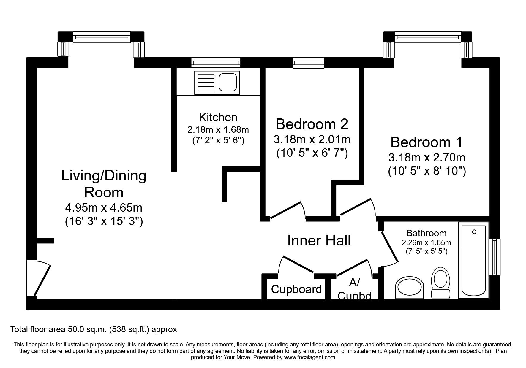 Floorplan of 2 bedroom  Flat to rent, Pinders Road, Hastings, East Sussex, TN35