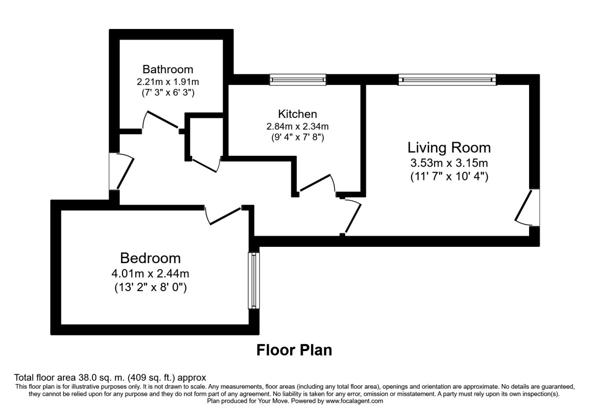 Floorplan of 1 bedroom Flat to rent, Eversfield Place, St. Leonards-On-Sea, East Sussex, TN37
