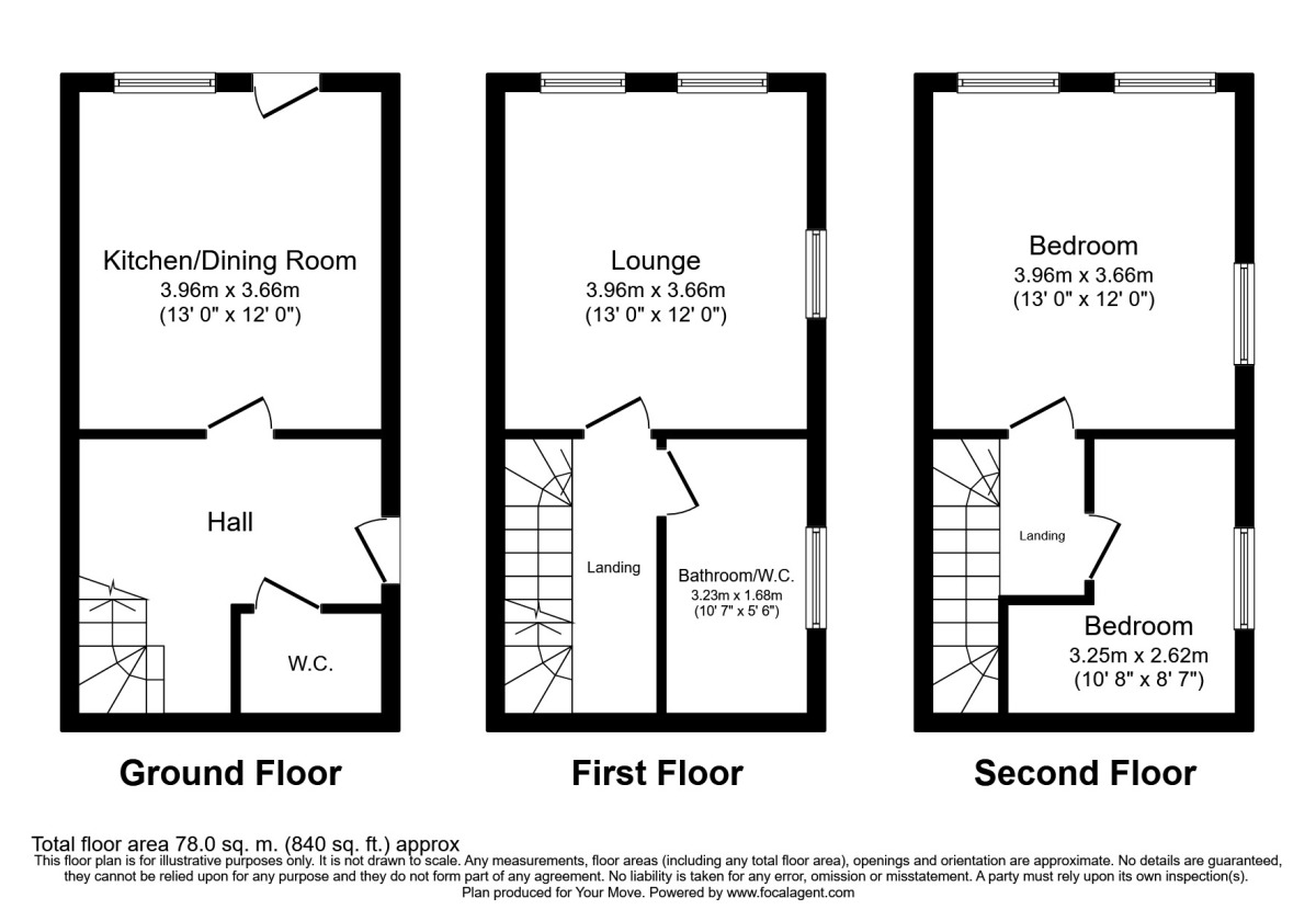 Floorplan of 2 bedroom Mid Terrace House to rent, Caves Road, St. Leonards-On-Sea, East Sussex, TN38