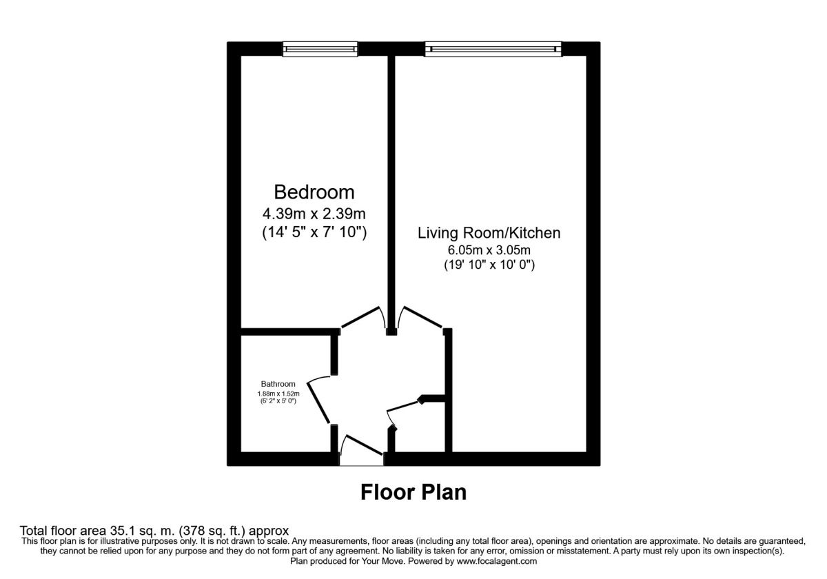 Floorplan of 1 bedroom Flat to rent, Greeba Court Marina, St. Leonards-On-Sea, East Sussex, TN38