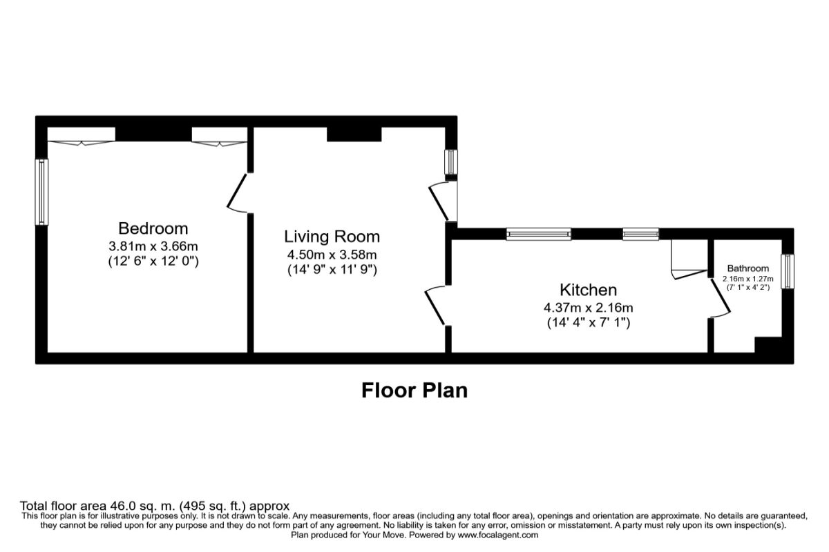 Floorplan of 1 bedroom Flat to rent, Stanhope Place, St. Leonards-On-Sea, East Sussex, TN38