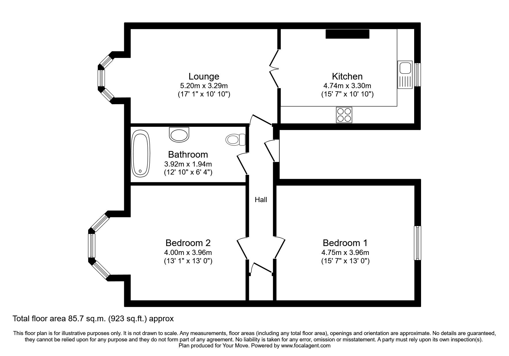 Floorplan of 2 bedroom  Flat to rent, Stockleigh Road, St. Leonards-on-Sea, East Sussex, TN38