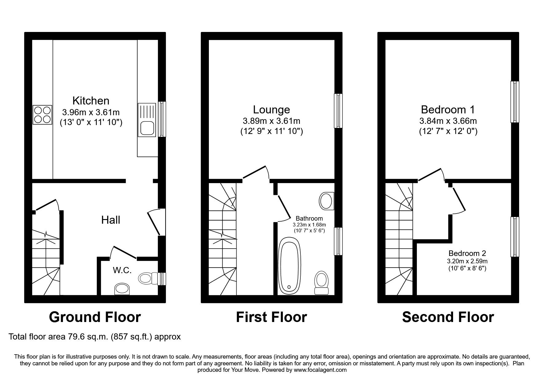 Floorplan of 2 bedroom Mid Terrace House to rent, Royal Mews, Caves Road, East Sussex, TN38