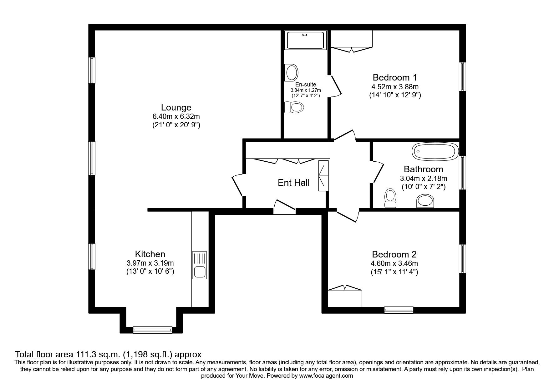 Floorplan of 2 bedroom  Flat to rent, Archery Road, St. Leonards-on-Sea, East Sussex, TN38