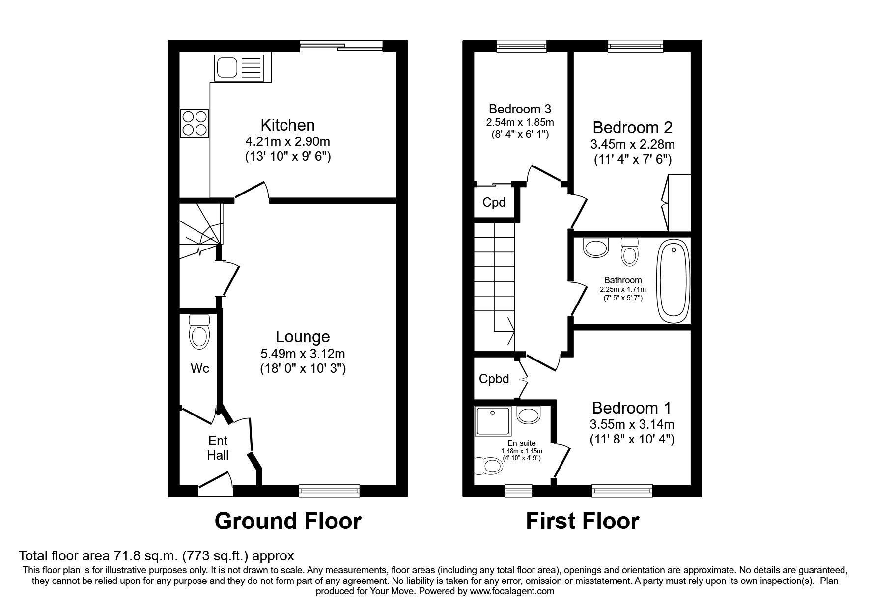 Floorplan of 3 bedroom End Terrace House to rent, Bluebell Gardens, St. Leonards-on-Sea, East Sussex, TN38