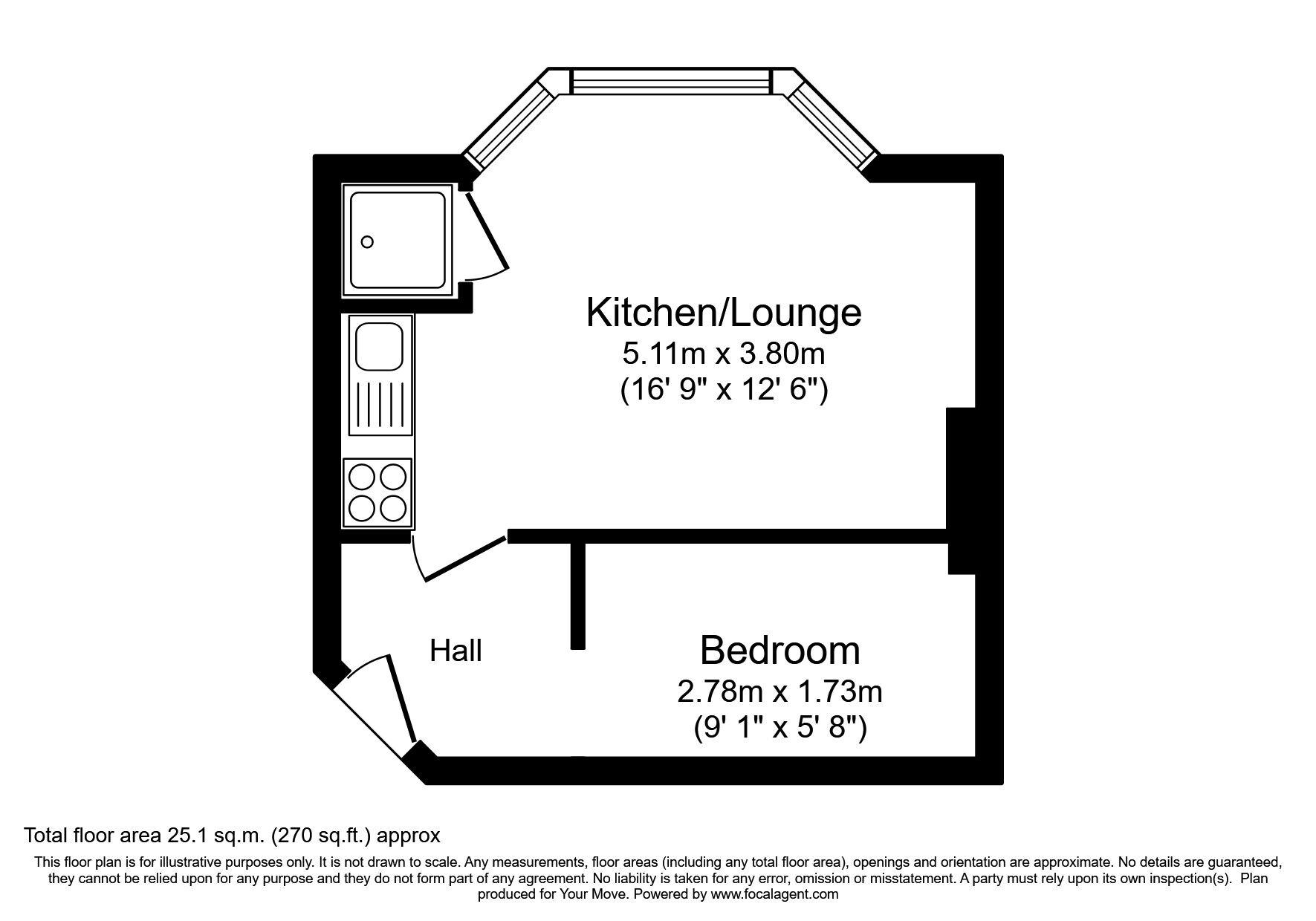 Floorplan of 1 bedroom Flat to rent, London Road, St. Leonards-on-Sea, East Sussex, TN37
