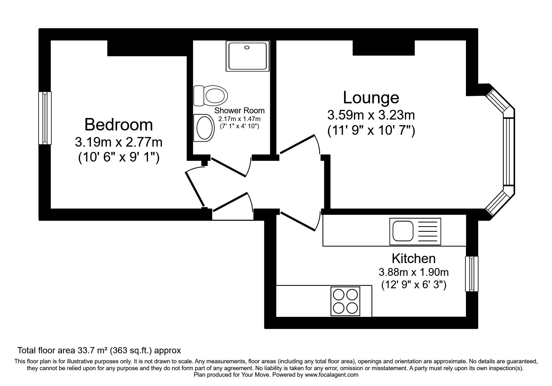 Floorplan of 1 bedroom  Flat for sale, Cambridge Gardens, Hastings, East Sussex, TN34