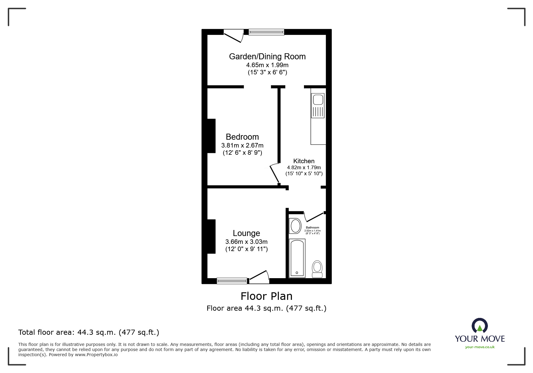 Floorplan of 1 bedroom  Flat for sale, Harold Road, Hastings, East Sussex, TN35