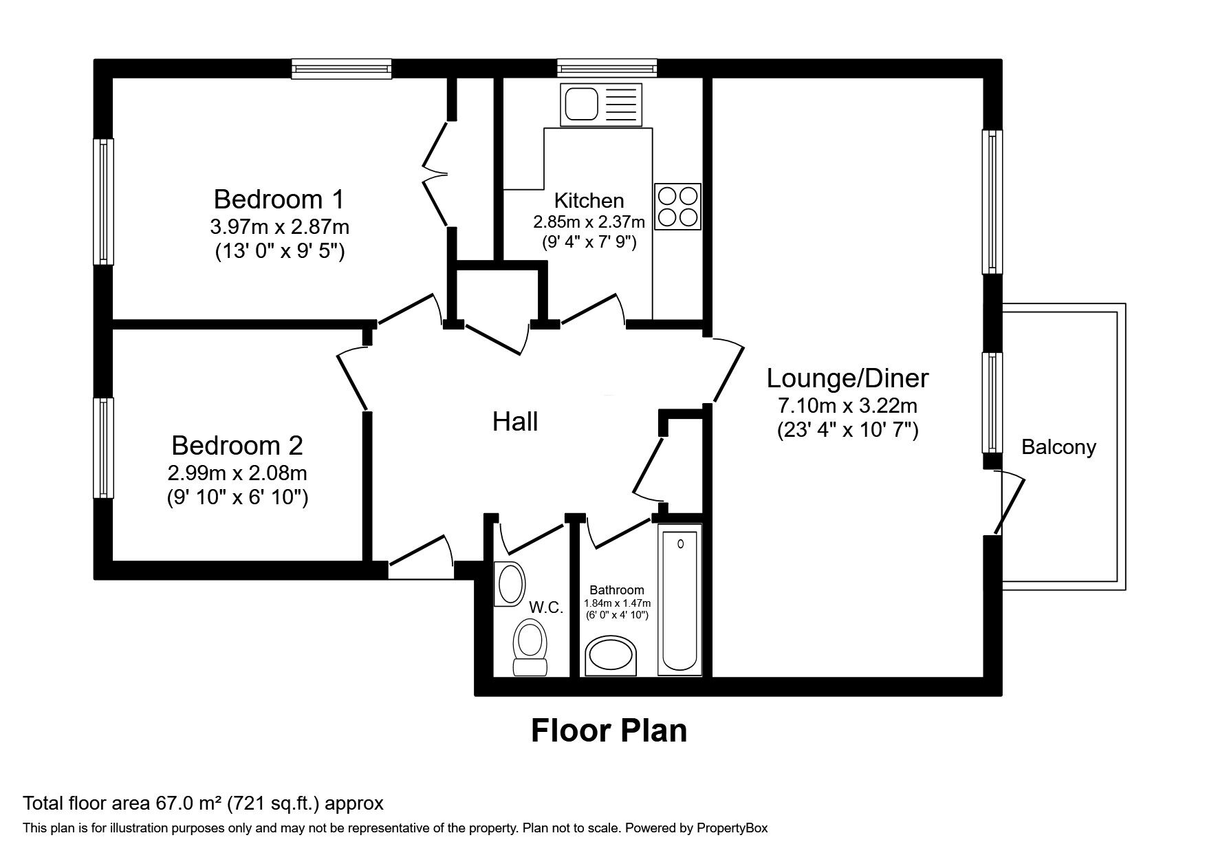Floorplan of 2 bedroom  Flat for sale, Pevensey Road, St. Leonards-on-Sea, East Sussex, TN38