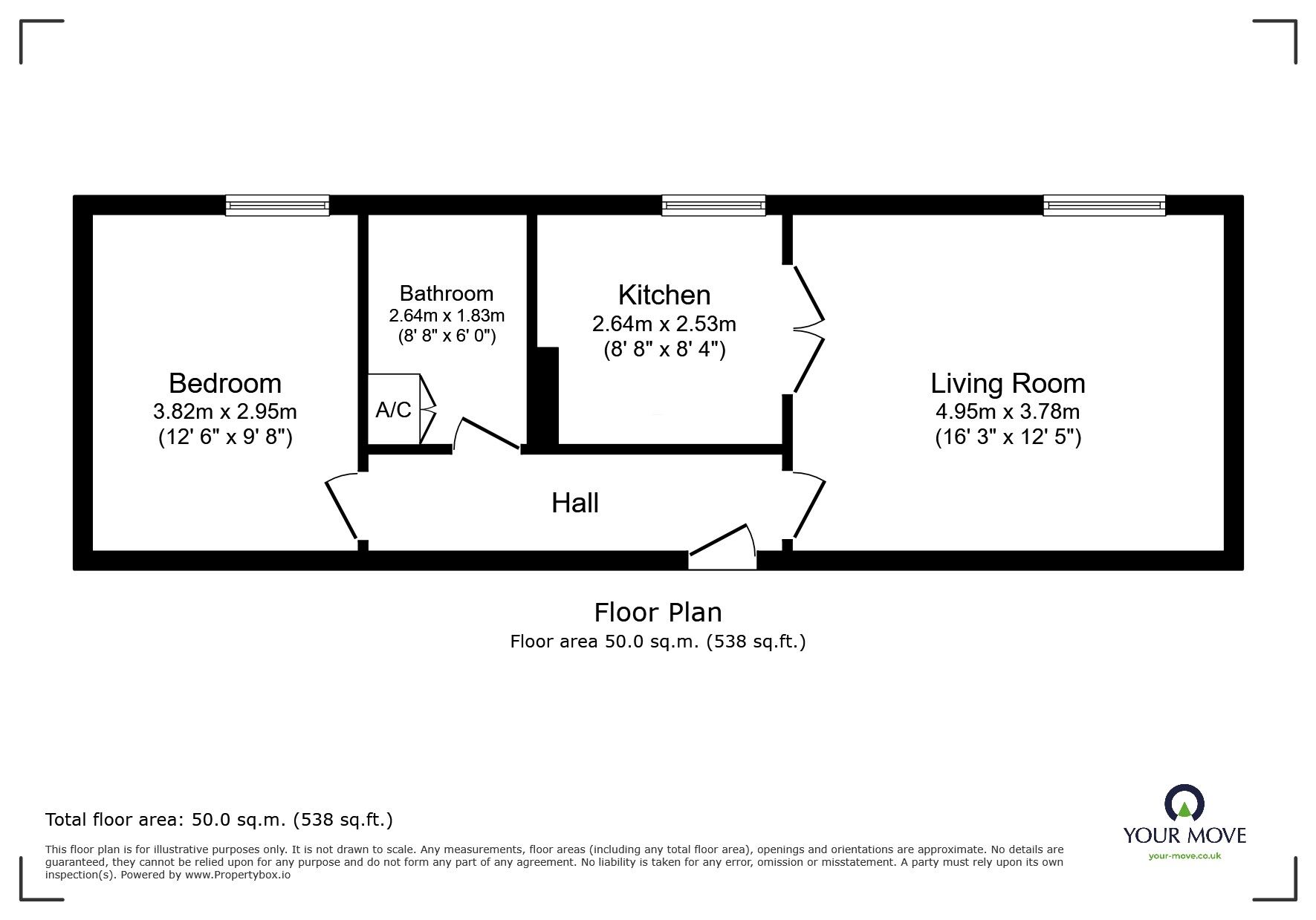 Floorplan of 1 bedroom Flat to rent, Warrior Square, St. Leonards-on-Sea, East Sussex, TN37