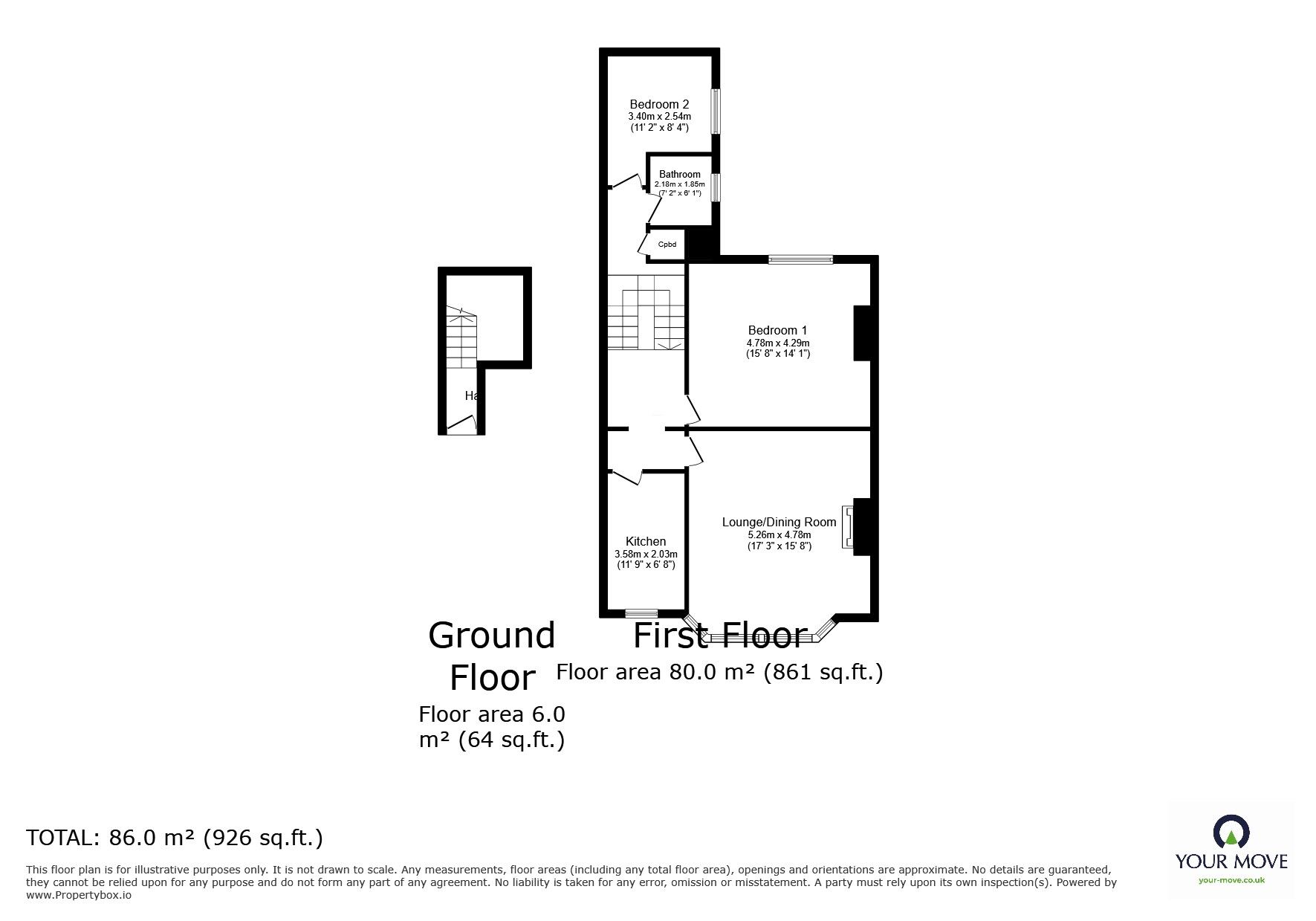 Floorplan of 2 bedroom  Flat to rent, White Rock Gardens, Hastings, East Sussex, TN34