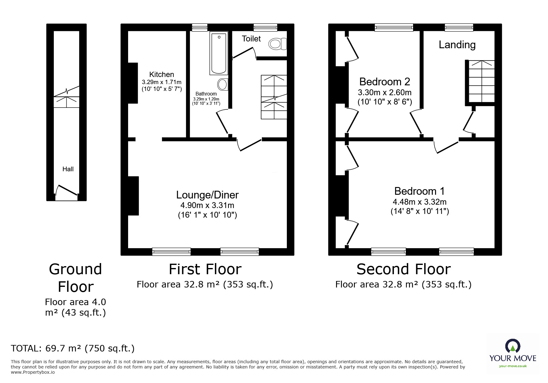Floorplan of 2 bedroom  Flat for sale, Earl Street, Hastings, East Sussex, TN34