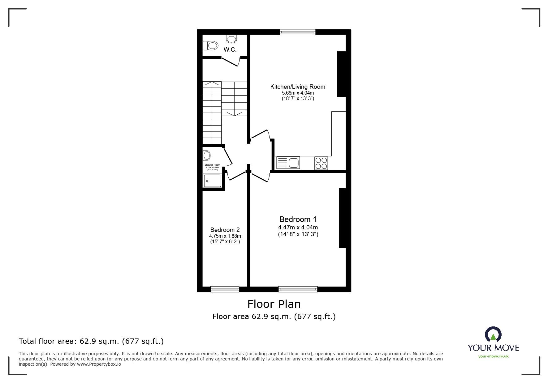 Floorplan of 2 bedroom Flat for sale, Magdalen Road, St. Leonards-on-Sea, East Sussex, TN37