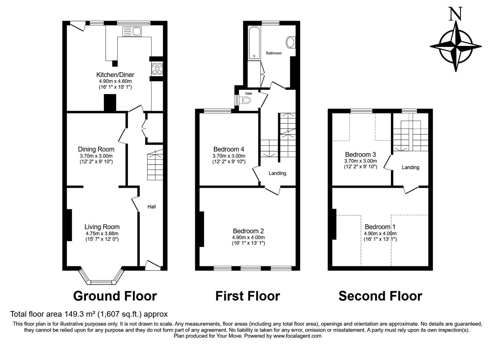 Floorplan of 4 bedroom Mid Terrace House for sale, St. Helens Road, Hastings, East Sussex, TN34