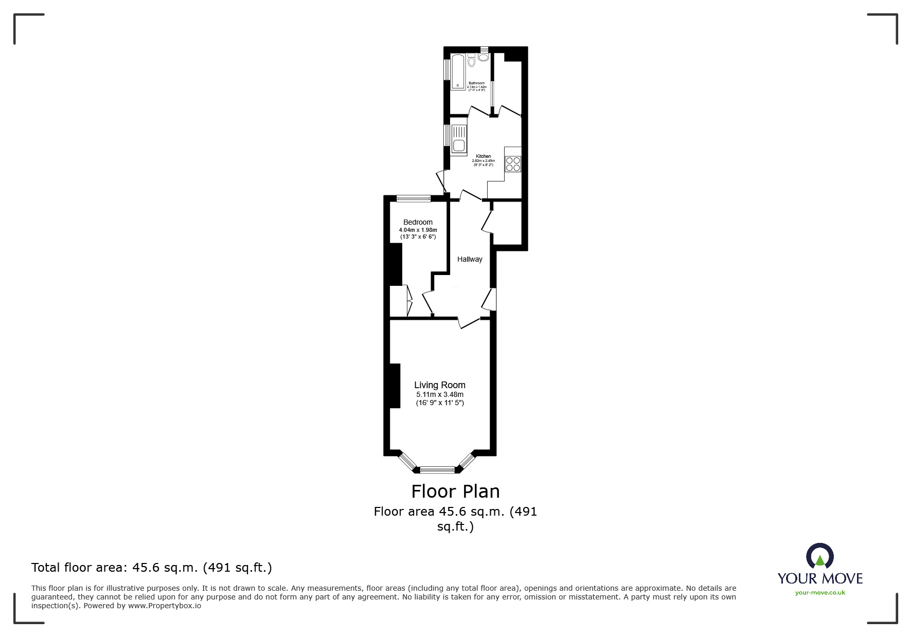 Floorplan of 1 bedroom Flat for sale, South Terrace, Hastings, East Sussex, TN34
