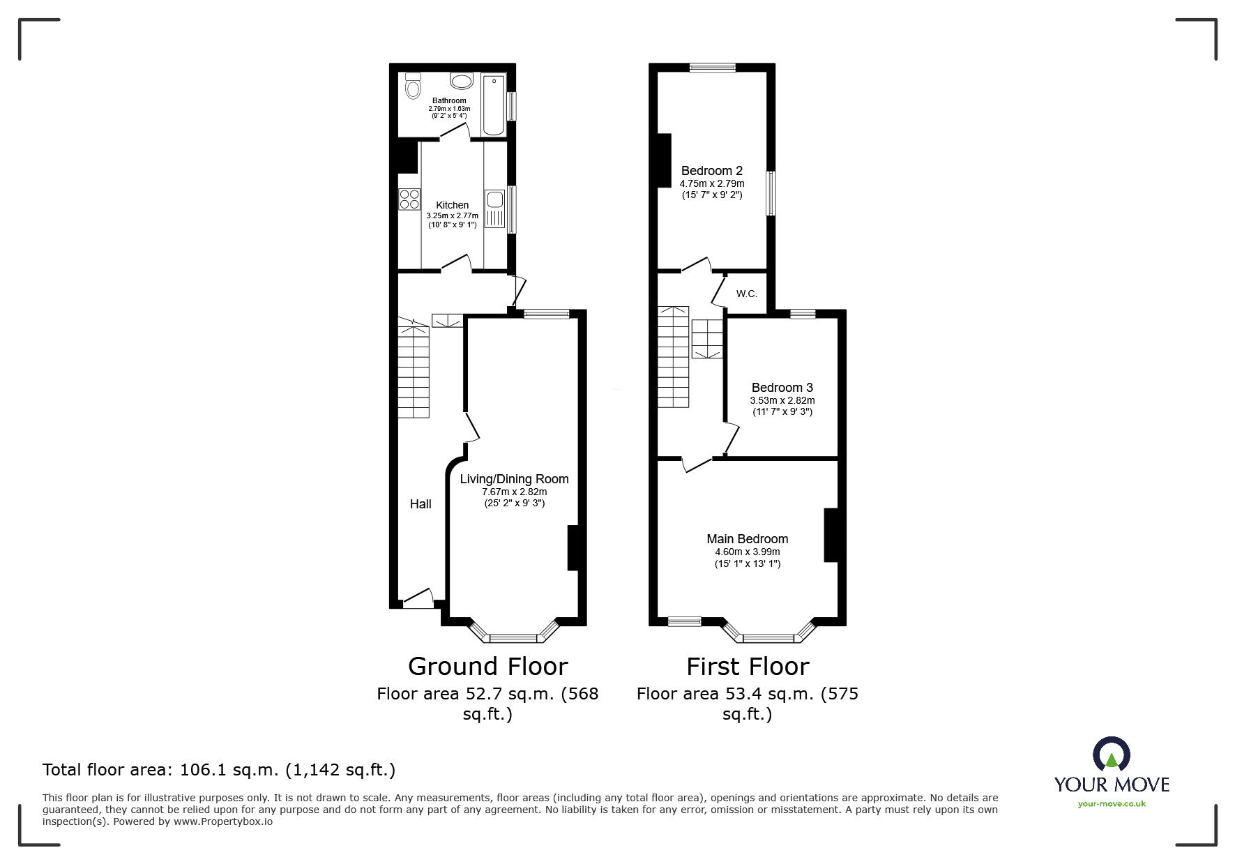 Floorplan of 3 bedroom Mid Terrace House for sale, Cornwall Road, Bexhill-on-Sea, East Sussex, TN39