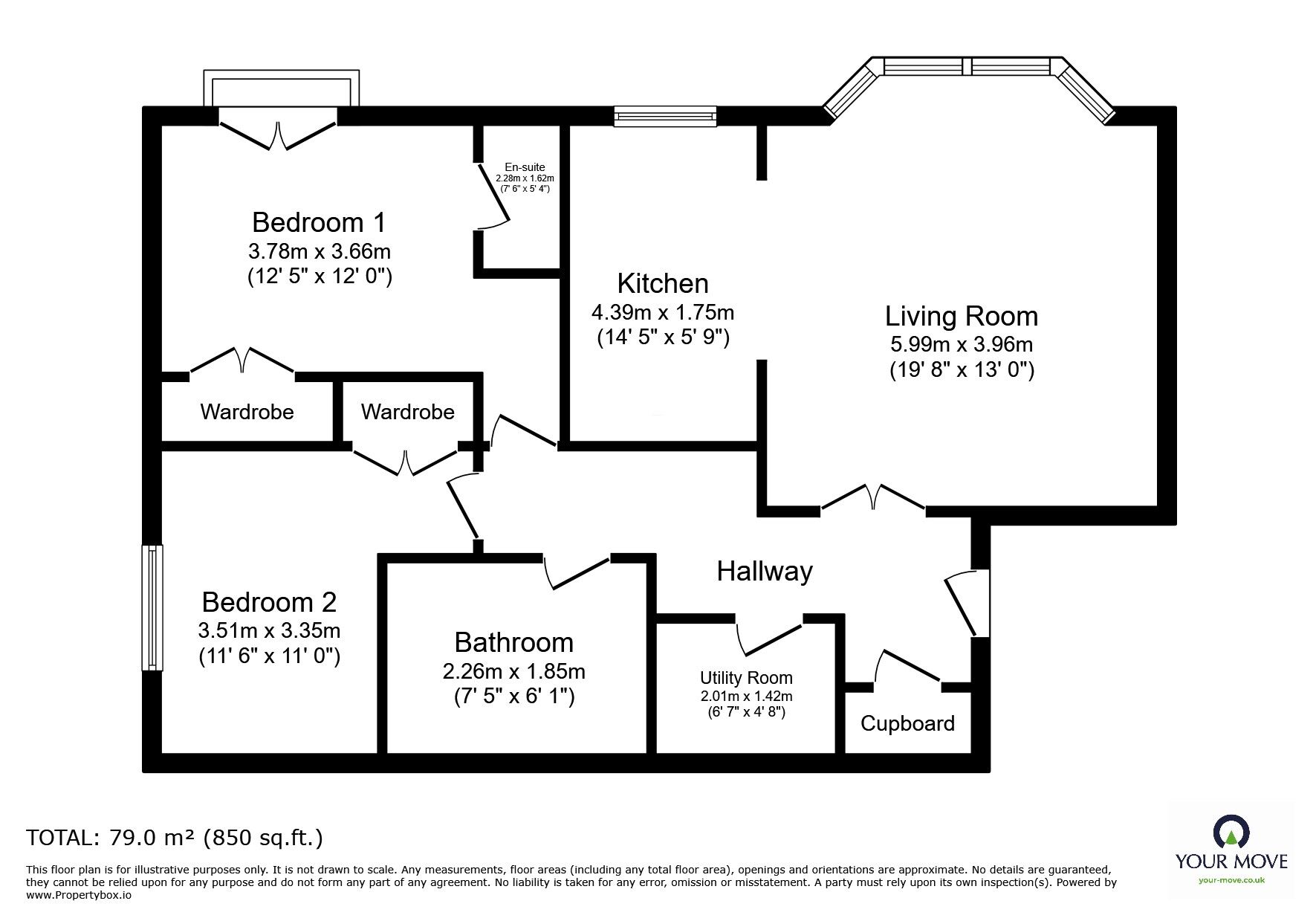 Floorplan of 2 bedroom Flat to rent, The Ridge, Hastings, East Sussex, TN34