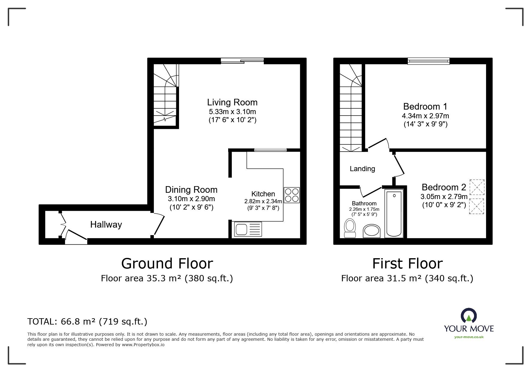 Floorplan of 2 bedroom Mid Terrace House for sale, St. Andrews Villas, Stonefield Road, East Sussex, TN34