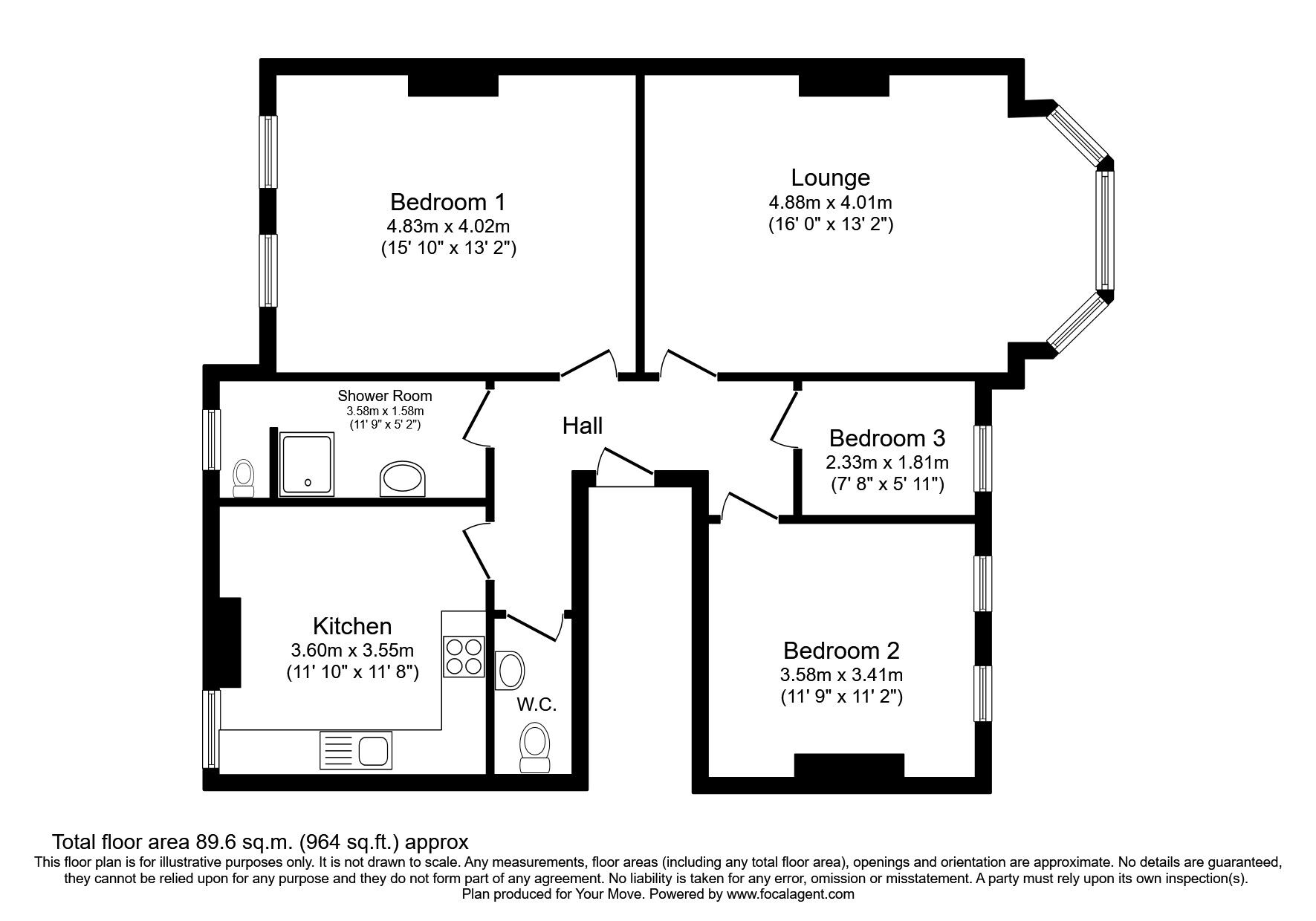Floorplan of 3 bedroom Flat to rent, St. Matthews Road, St. Leonards-on-Sea, East Sussex, TN38