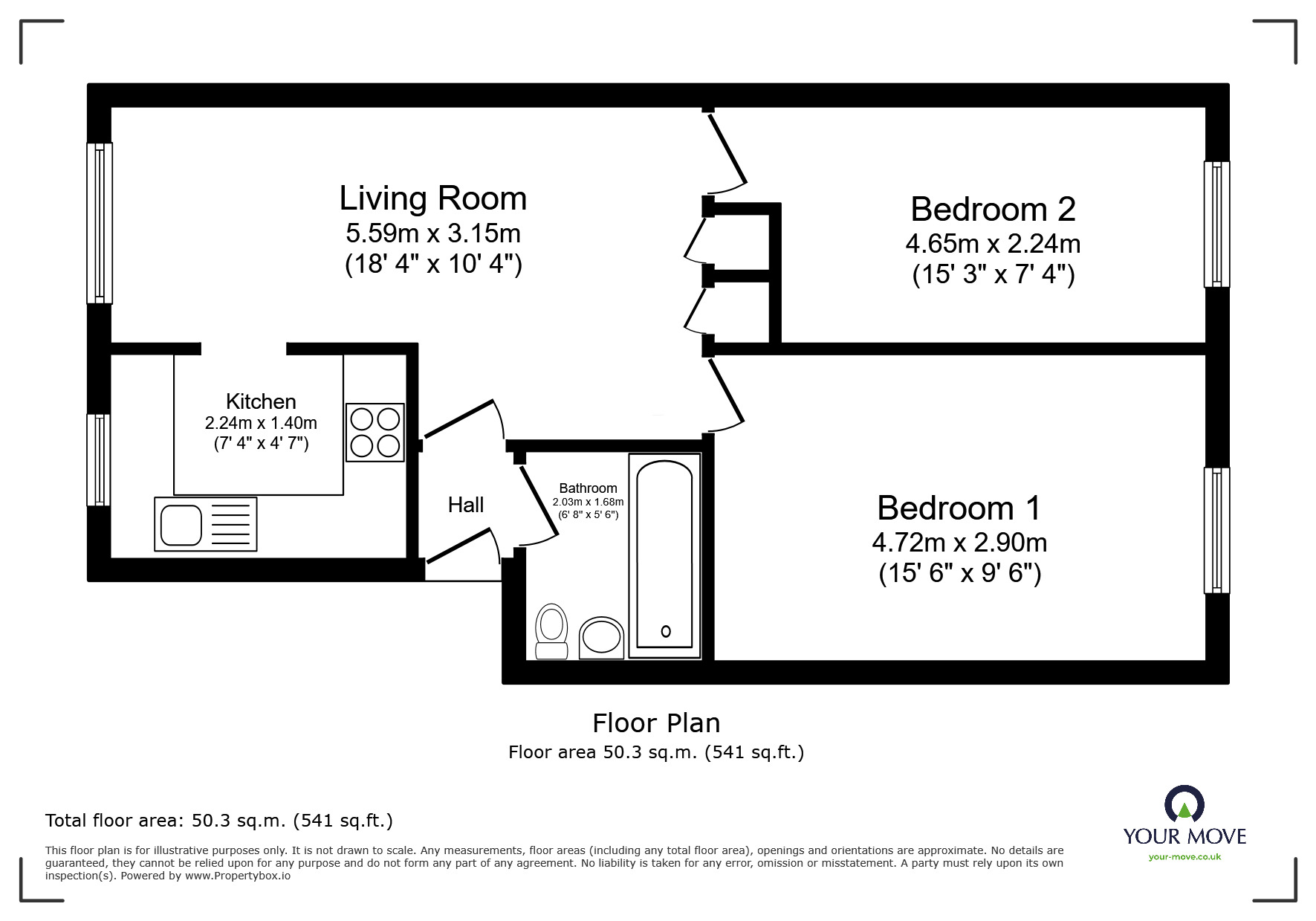 Floorplan of 2 bedroom Flat for sale, Stockleigh Road, St. Leonards-on-Sea, East Sussex, TN38