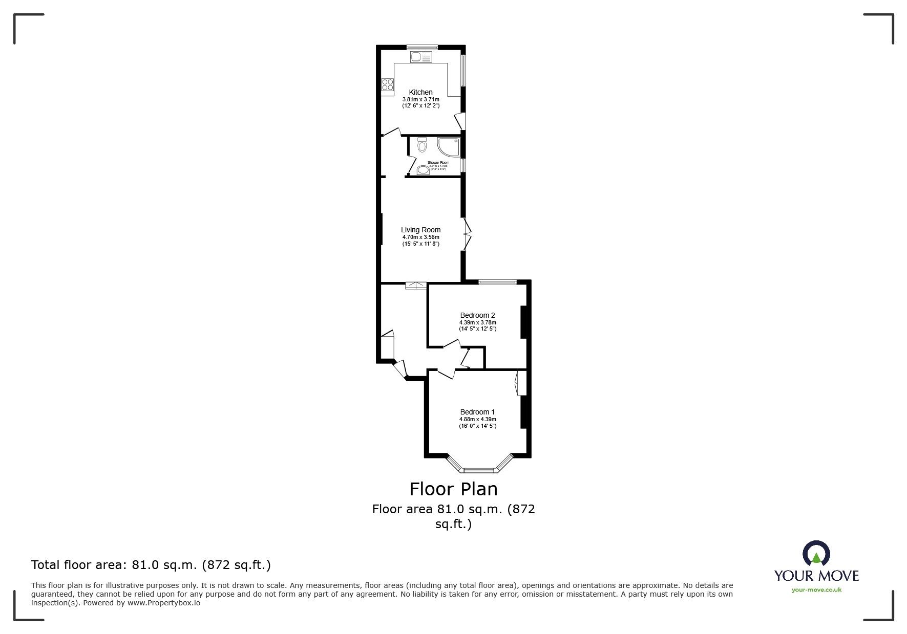 Floorplan of 2 bedroom  Flat for sale, Priory Avenue, Hastings, East Sussex, TN34