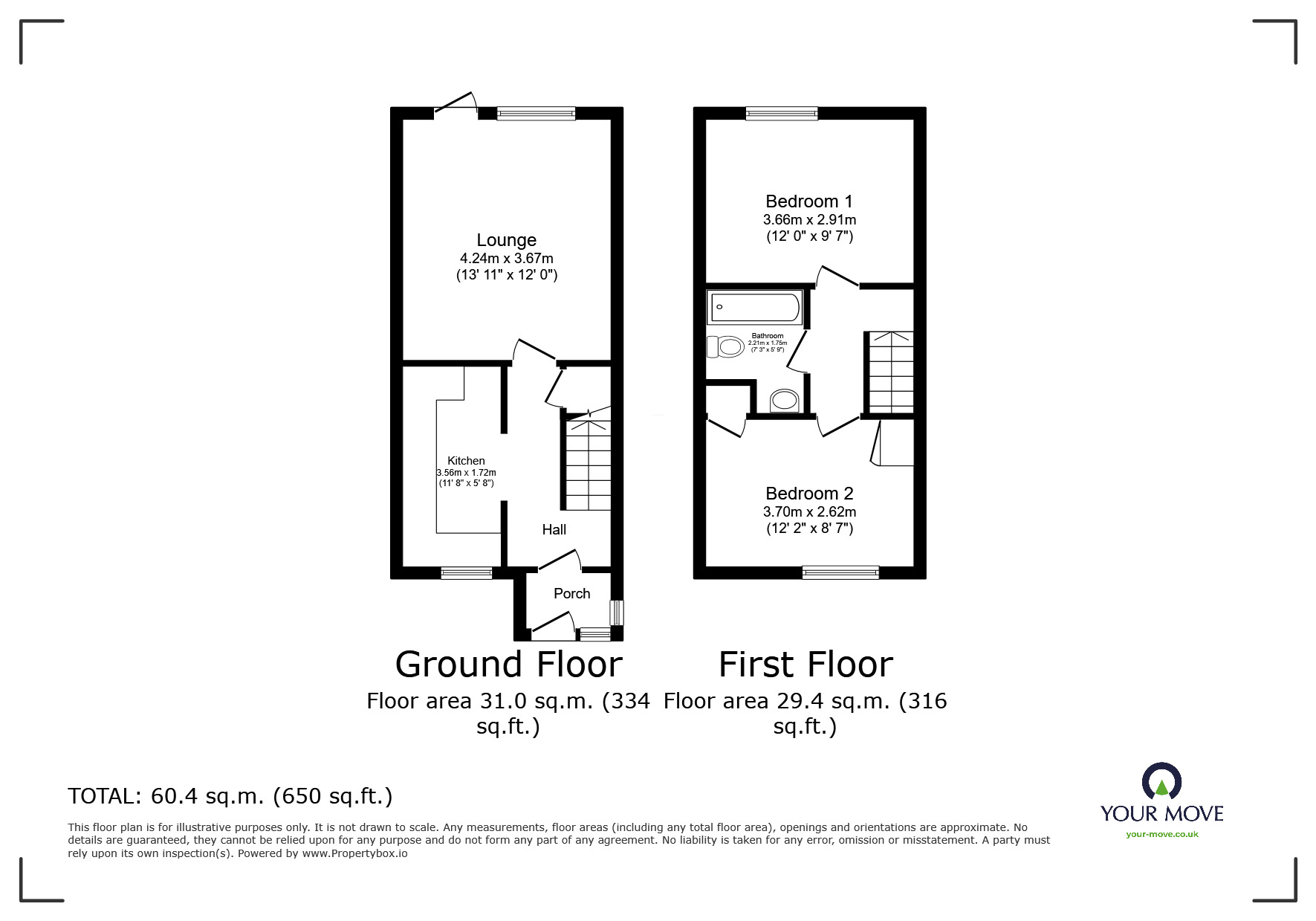 Floorplan of 2 bedroom Mid Terrace House for sale, Greville Road, Hastings, East Sussex, TN35