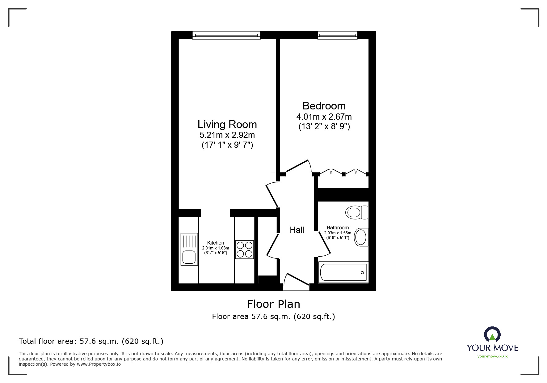 Floorplan of 1 bedroom  Flat for sale, St. Helens Crescent, Hastings, East Sussex, TN34