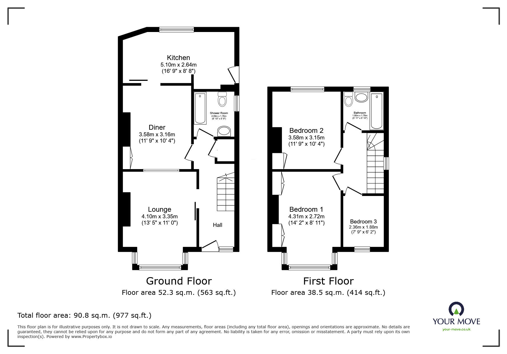 Floorplan of 3 bedroom End Terrace House for sale, Coghurst Road, Hastings, East Sussex, TN35