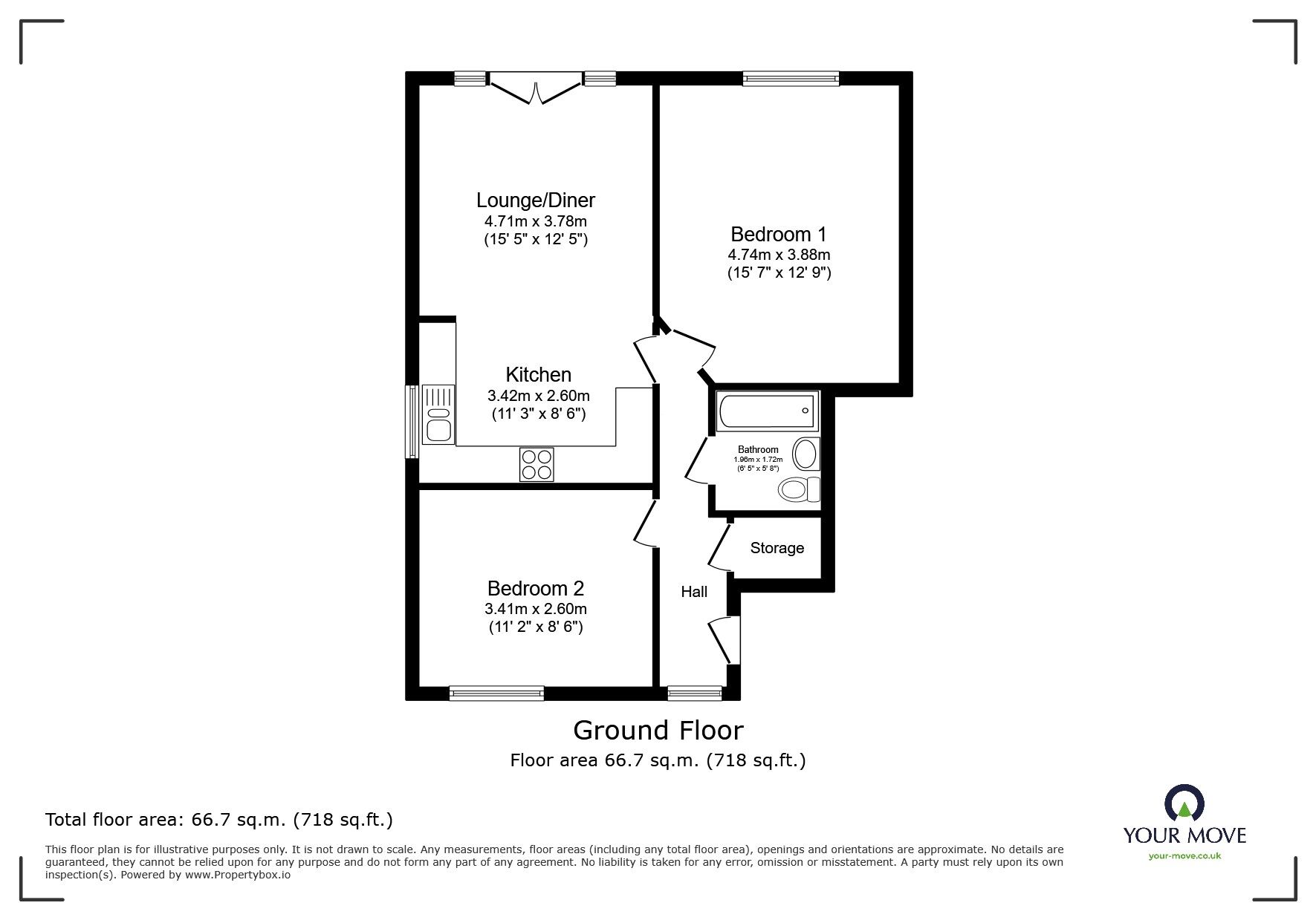 Floorplan of 2 bedroom Flat for sale, Pierwarden Mews, St. Leonards-on-Sea, East Sussex, TN38