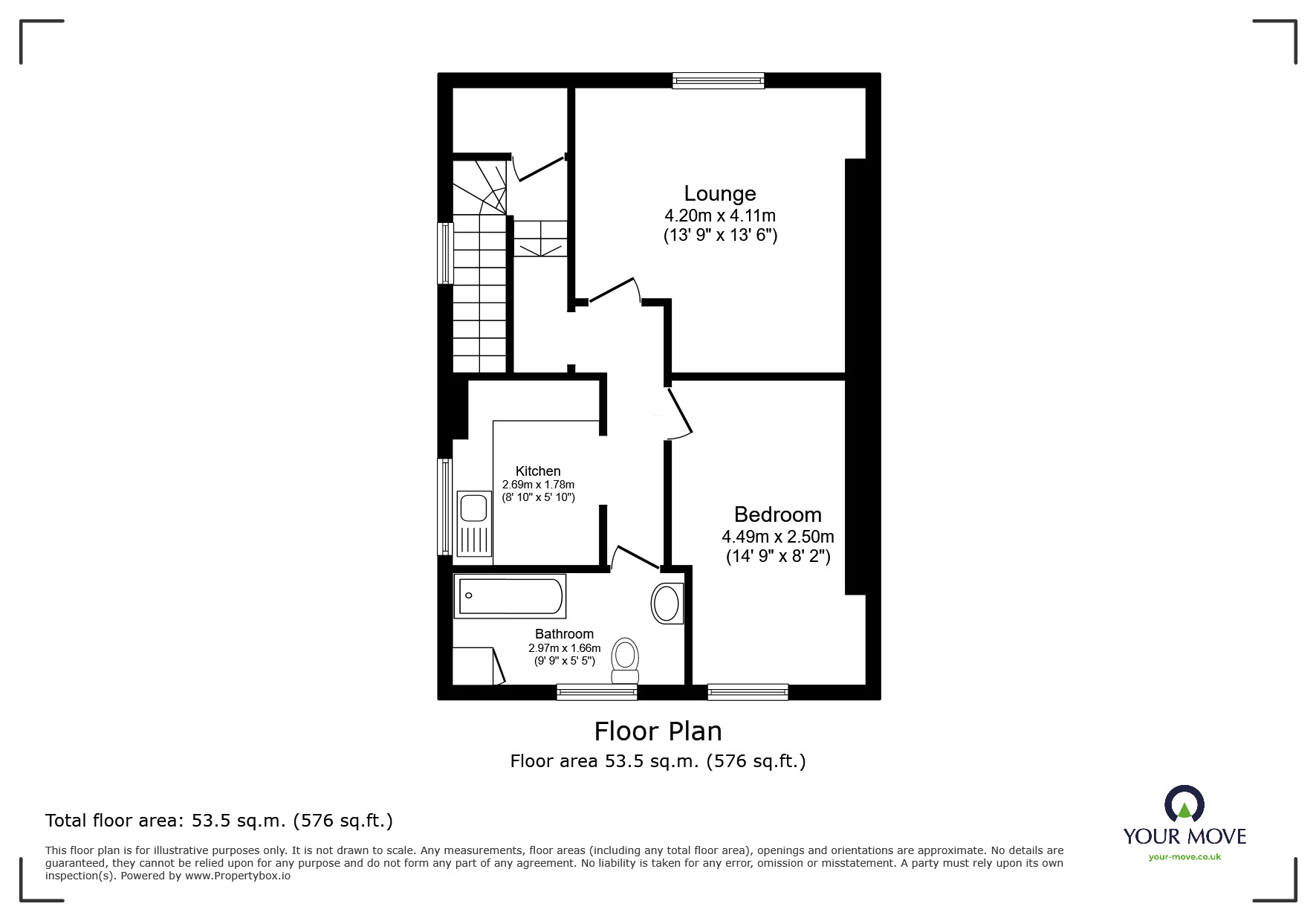 Floorplan of 1 bedroom  Flat for sale, Cornwallis Gardens, Hastings, East Sussex, TN34
