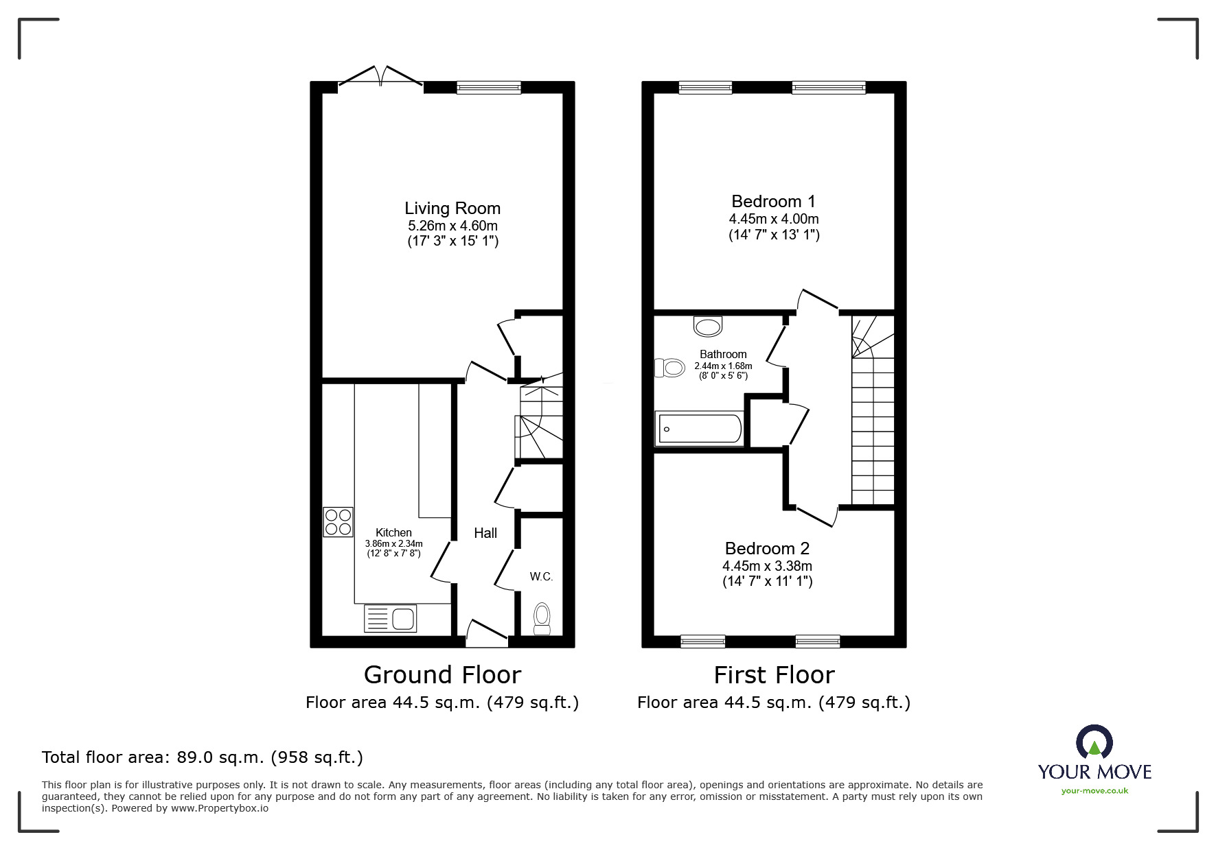 Floorplan of 2 bedroom Mid Terrace House for sale, Hazelwood View, Hastings, East Sussex, TN35