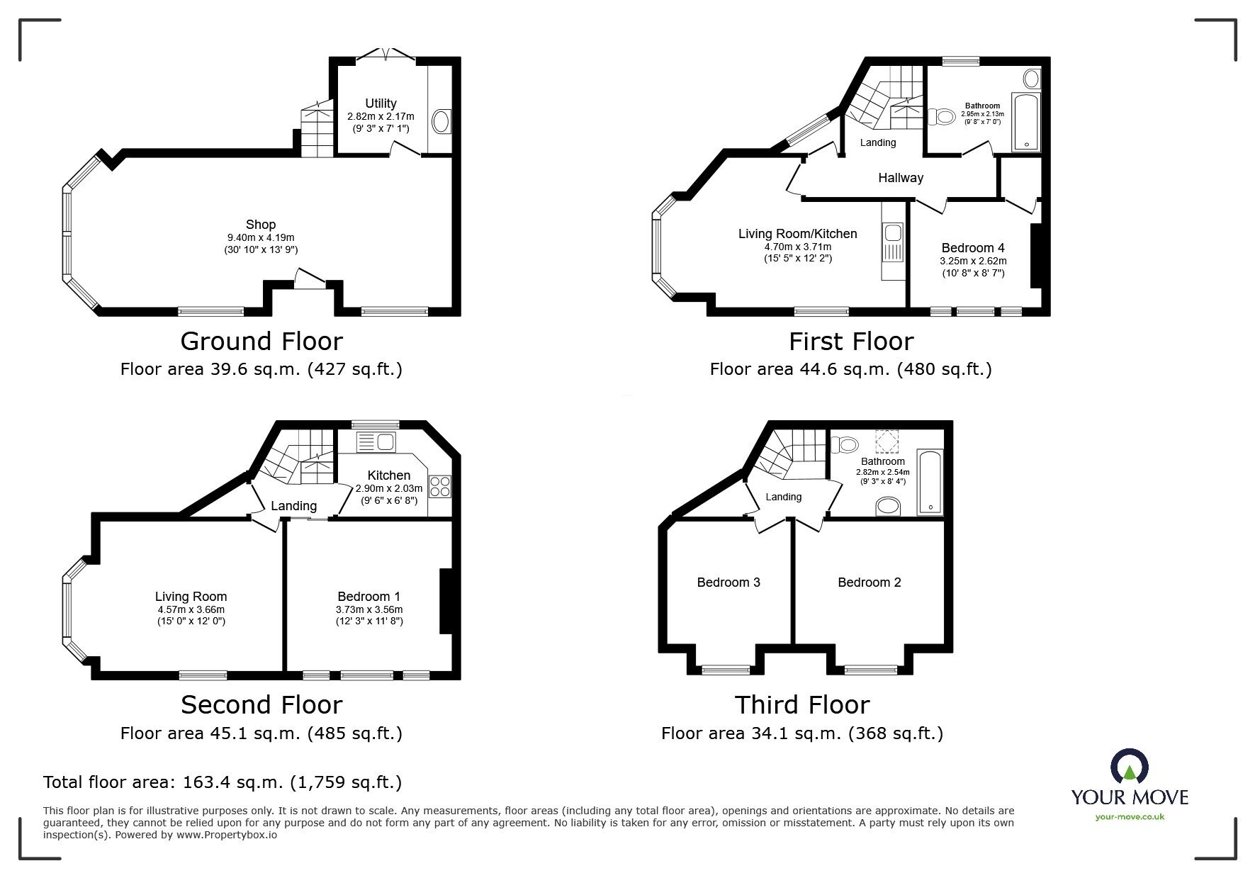 Floorplan of 4 bedroom End Terrace House for sale, Queens Road, Hastings, East Sussex, TN34