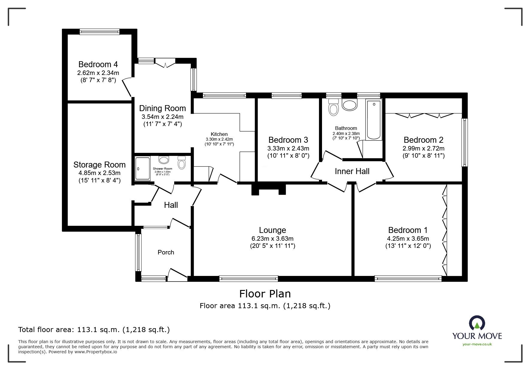 Floorplan of 4 bedroom Link Detached Bungalow for sale, Parkstone Road, Hastings, East Sussex, TN34