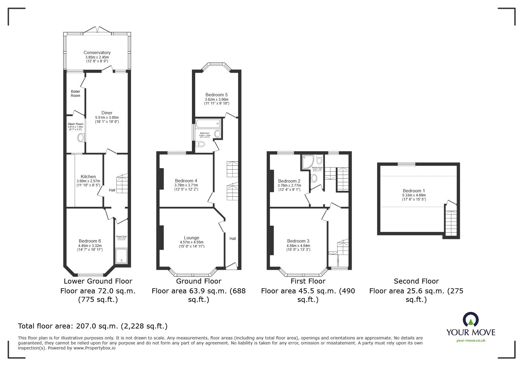 Floorplan of 6 bedroom Mid Terrace House for sale, Old London Road, Hastings, East Sussex, TN35