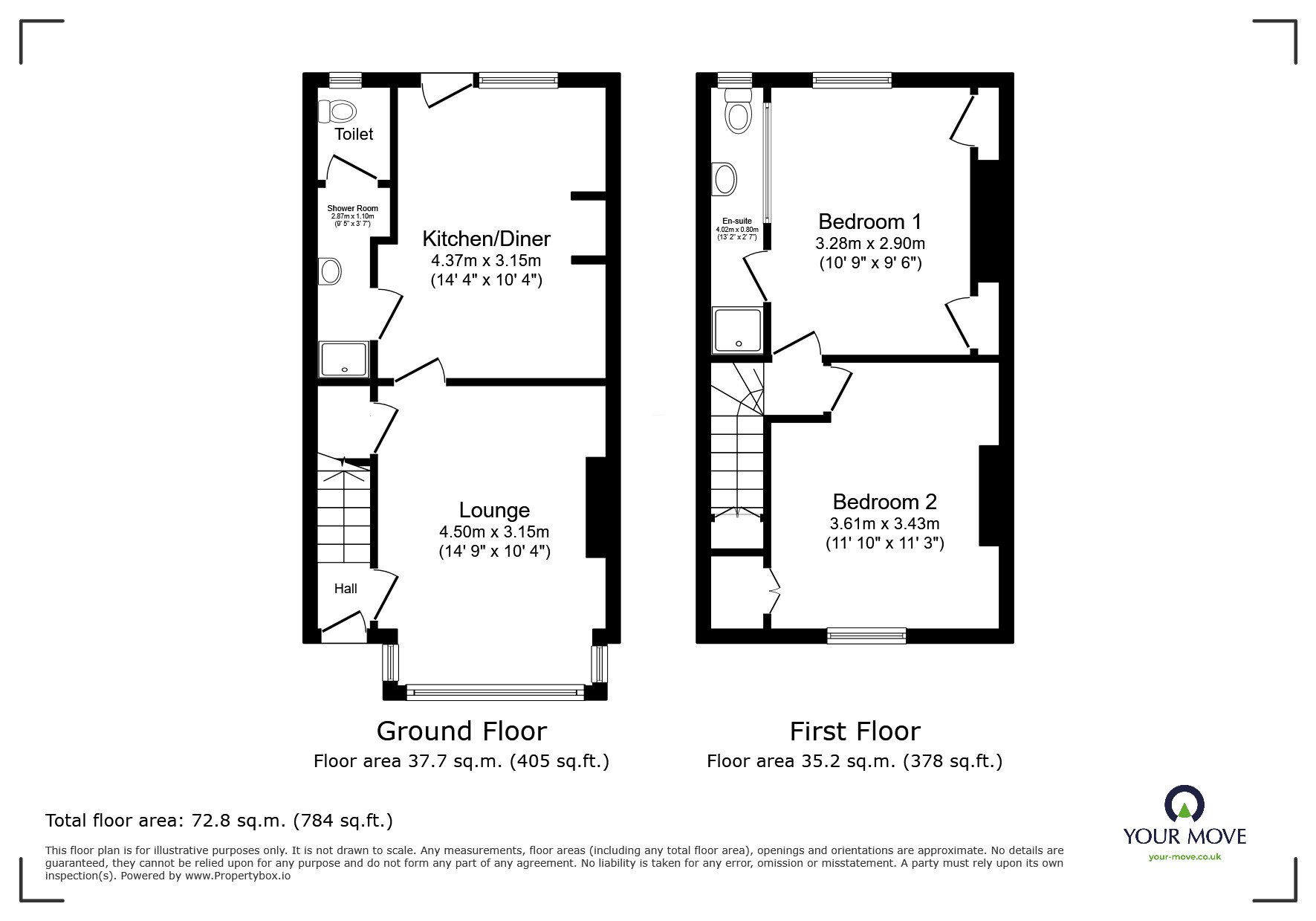 Floorplan of 2 bedroom Mid Terrace House for sale, Doleham Hill, Guestling, East Sussex, TN35