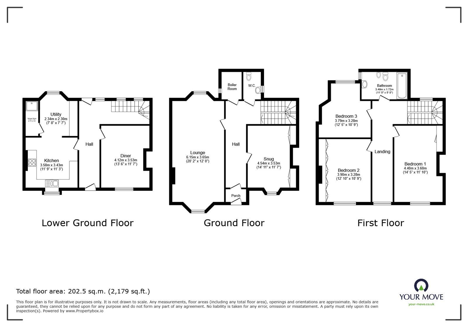 Floorplan of 3 bedroom Mid Terrace House for sale, East Ascent, St. Leonards-on-Sea, East Sussex, TN38