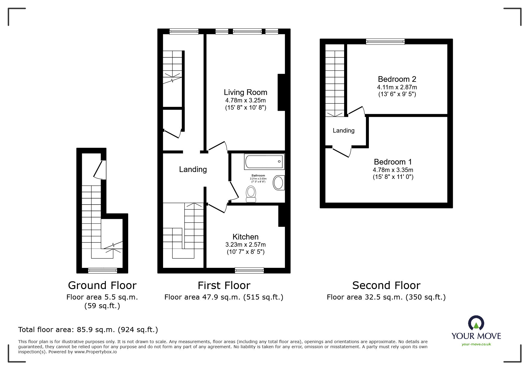 Floorplan of 2 bedroom  Flat for sale, South Terrace, Hastings, East Sussex, TN34