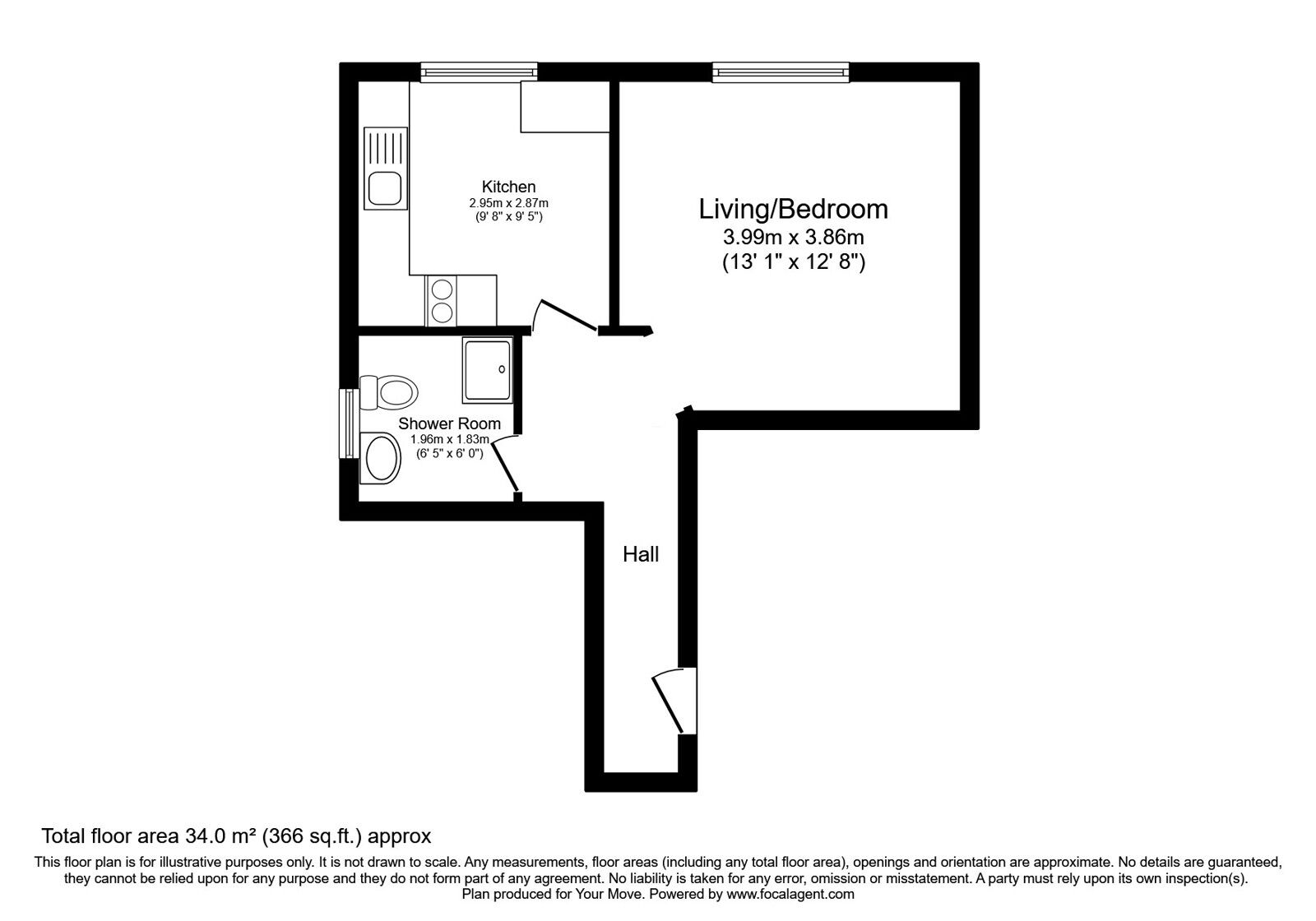 Floorplan of  Flat for sale, Castledown Terrace, Hastings, East Sussex, TN34