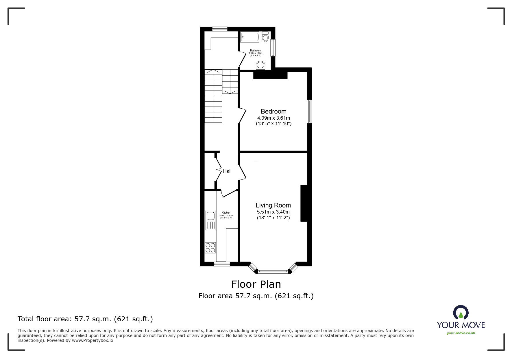 Floorplan of 1 bedroom  Flat for sale, Magdalen Road, St. Leonards-on-Sea, East Sussex, TN37