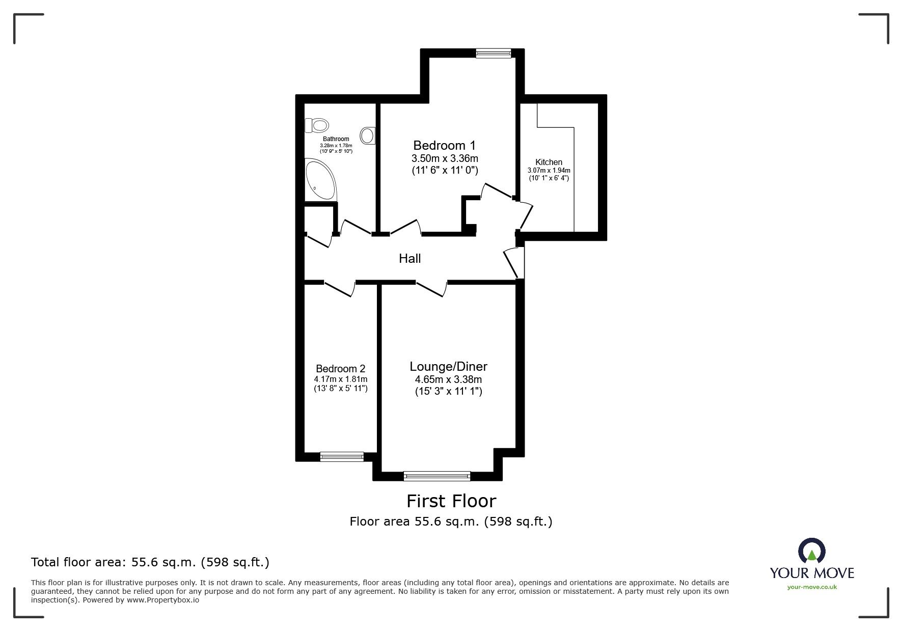 Floorplan of 2 bedroom  Flat for sale, Villa Road, St. Leonards-On-Sea, East Sussex, TN37